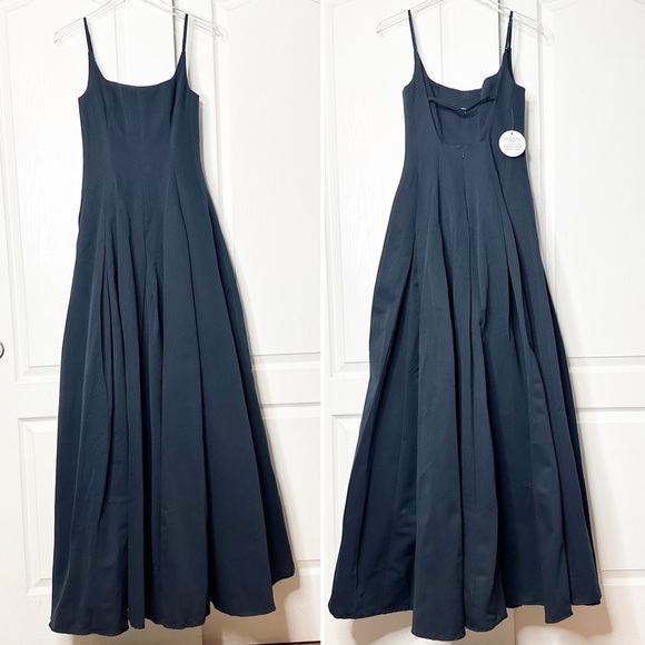 STAUD Joli Open-Back Full Skirt Maxi Dress Gown Navy Blue NWT Size 4 - Picture 5 of 16